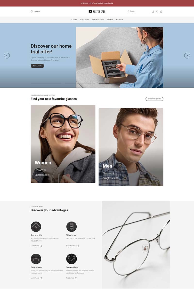 Mister Spex 英国奢华时尚眼镜品牌购物网站