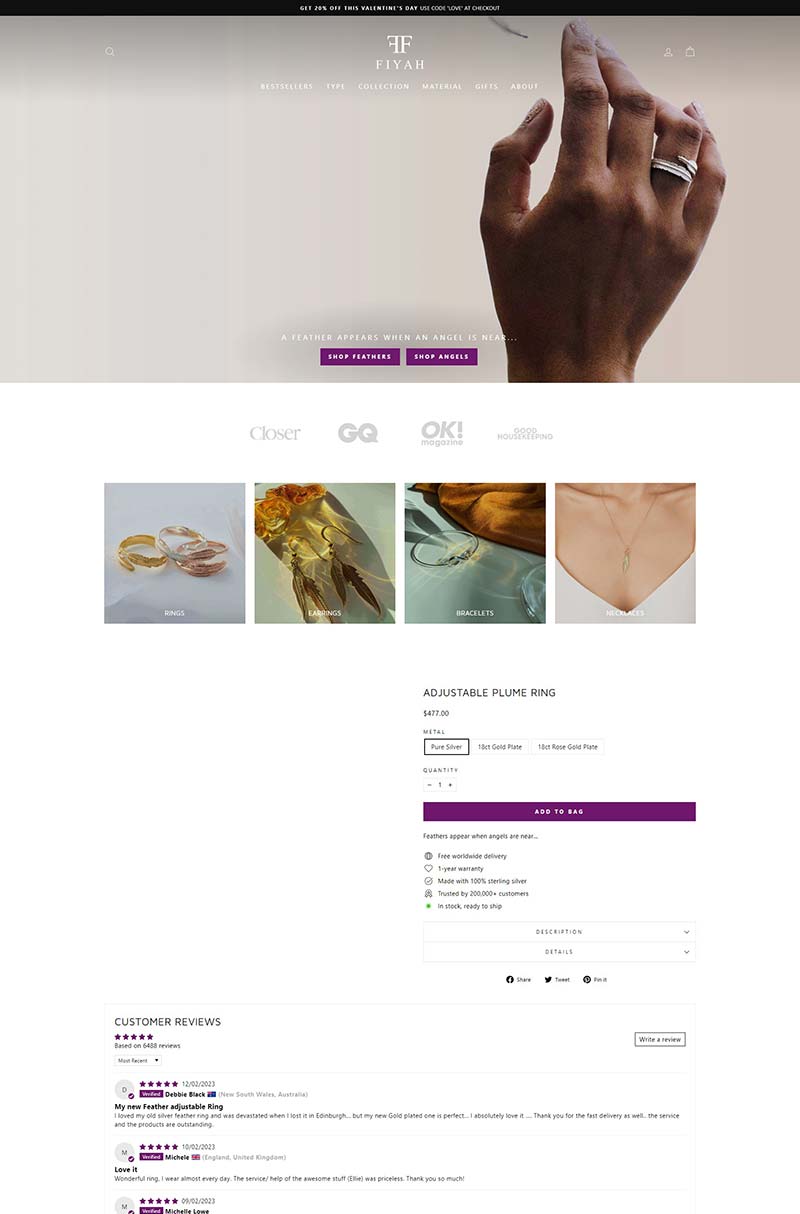 FIYAH Jewellery 英国时尚珠宝饰品购物网站