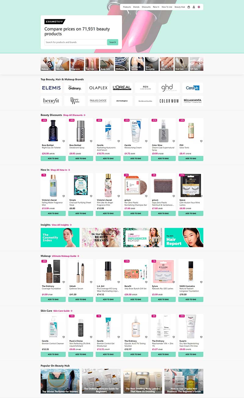 Cosmetify 英国美容护肤比价购物网站