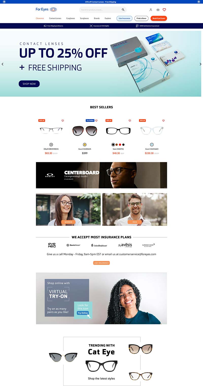 FOR EYES 美国知名眼镜品牌购物网站