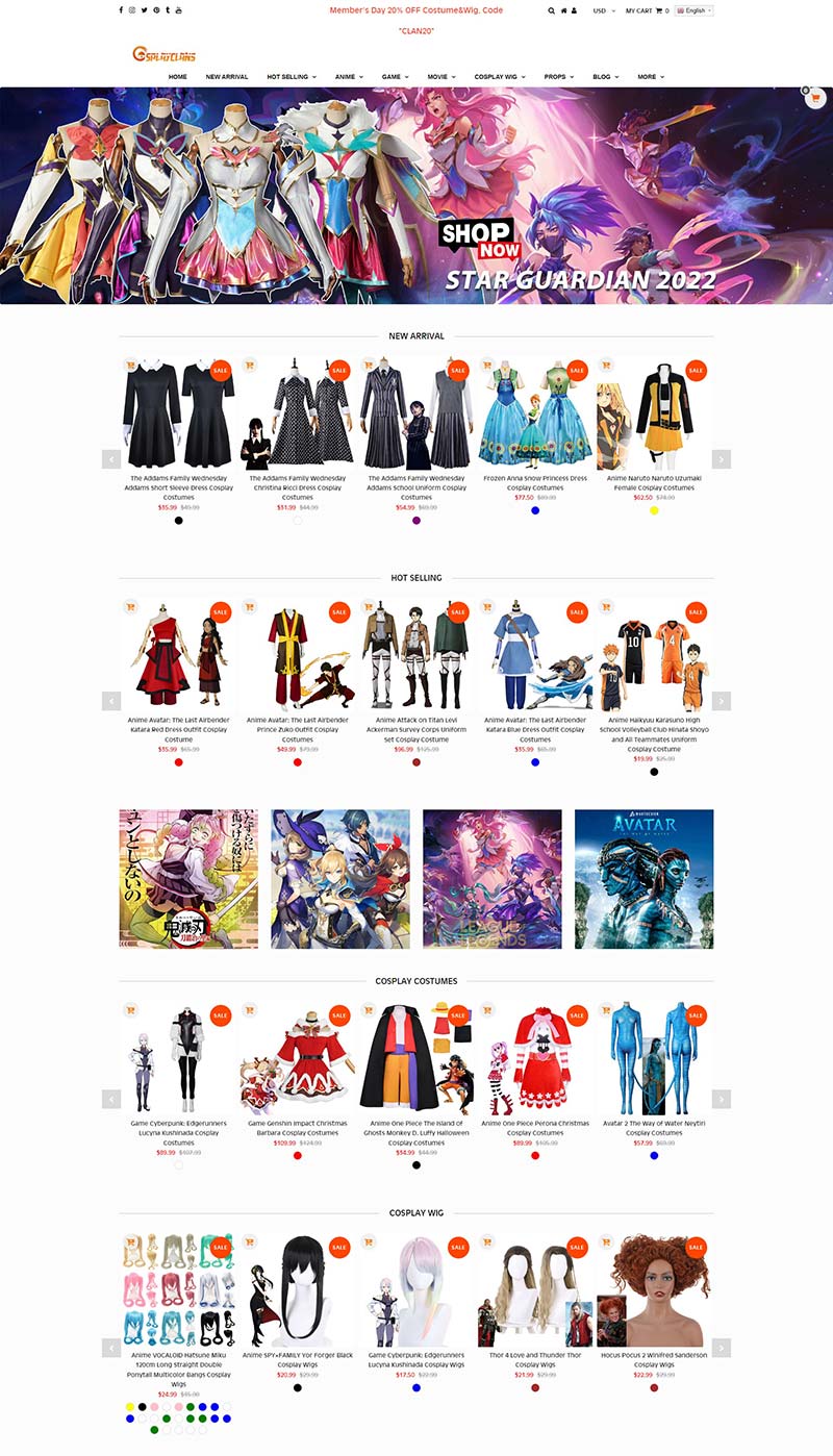 COSPLAY CALN 中国COSPLAY服装饰品购物网站