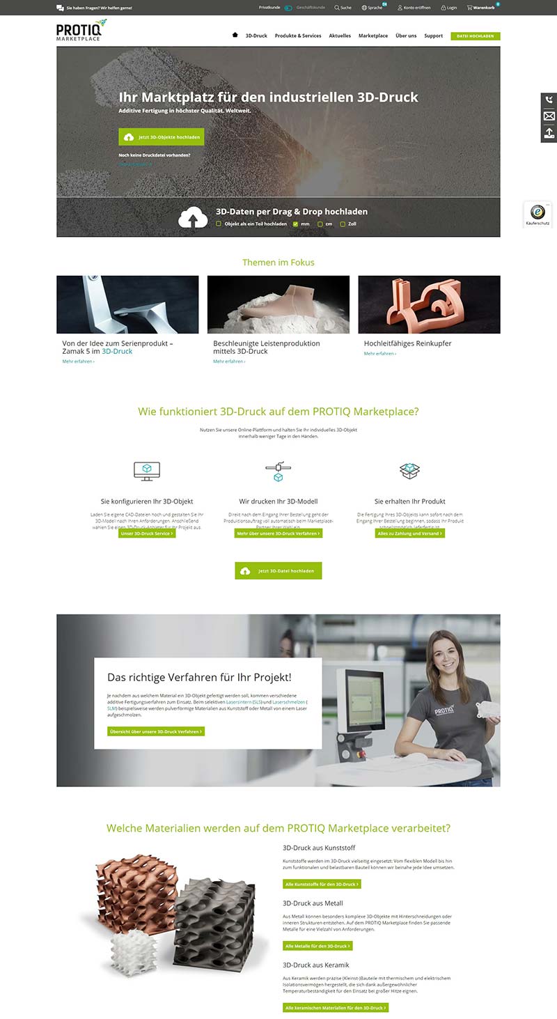 PROTIQ Marketplace 德国3D打印服务订购网站
