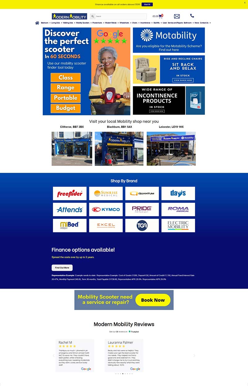 Modern Mobility 英国外出助行产品购物网站