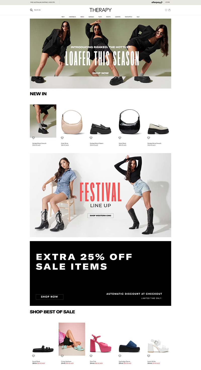 Therapy Shoes 澳大利亚时尚女鞋配饰品牌购物网站