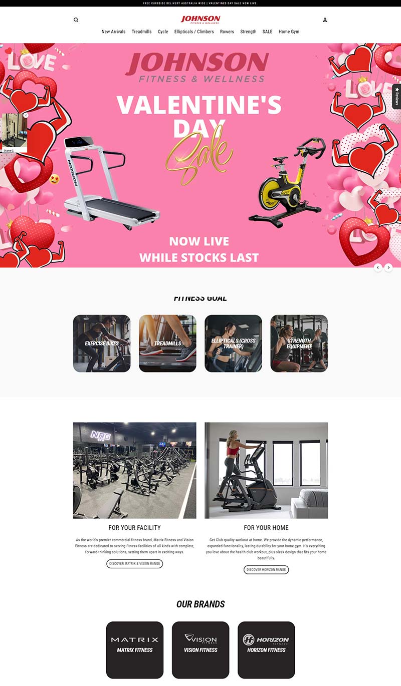 Johnson Fitness 澳大利亚健身器材在线购物网站