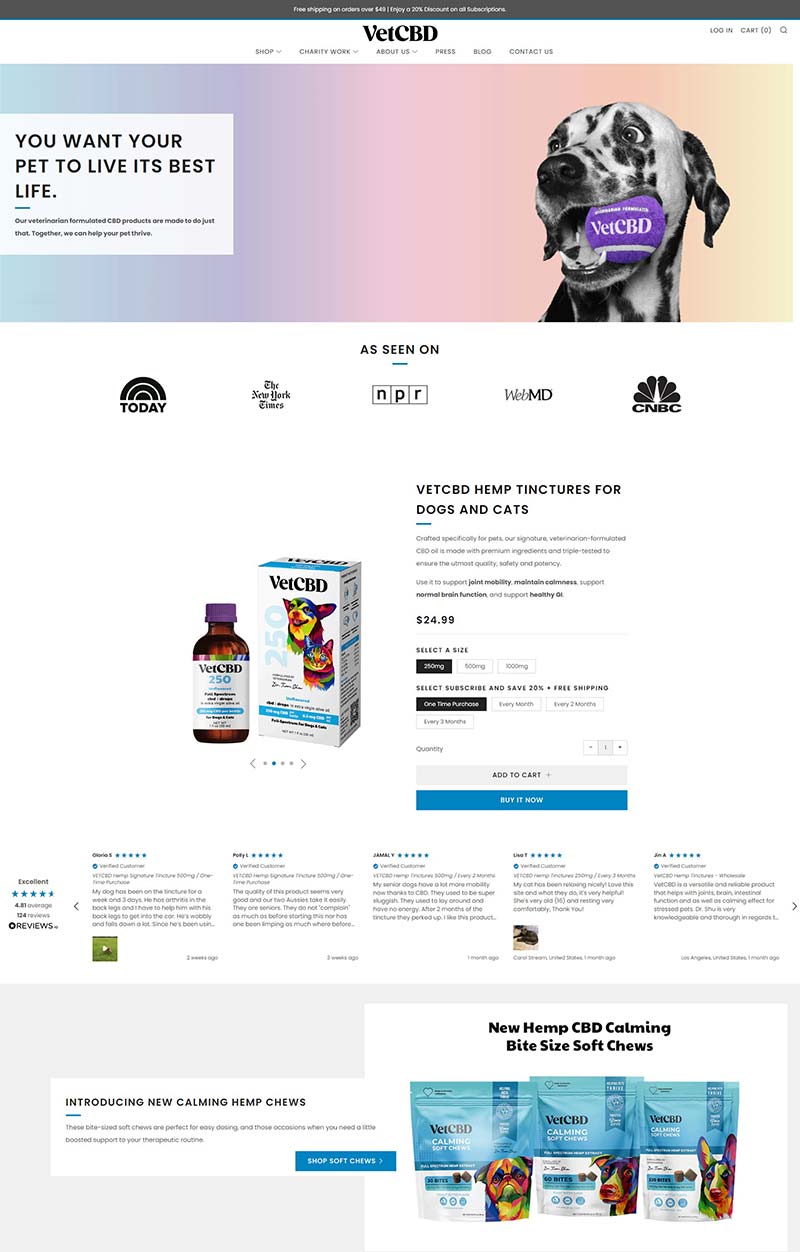VETCBD 美国宠物CBD保健品购物网站