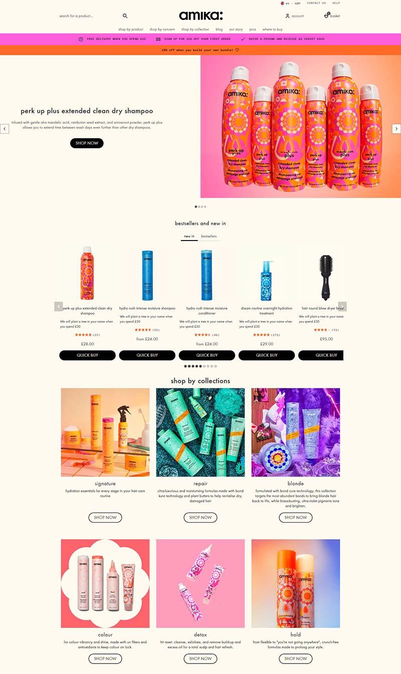 amika UK 英国美发护理品牌购物网站