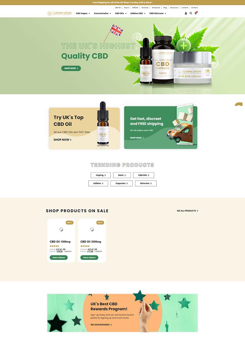 Canna Union 英国CBD周边产品购物网站