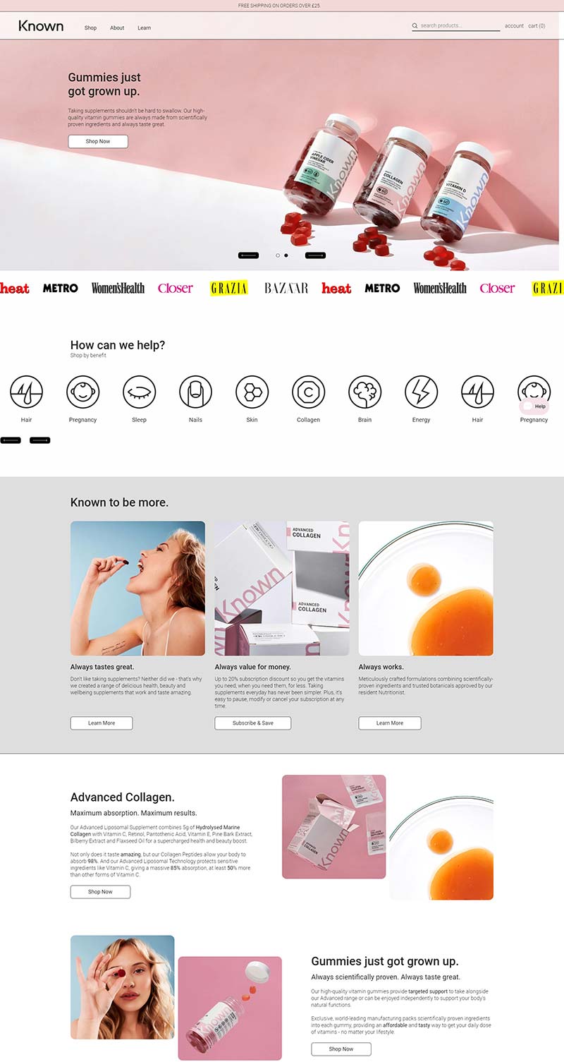 Known Nutrition 英国美容保健补充剂购物网站
