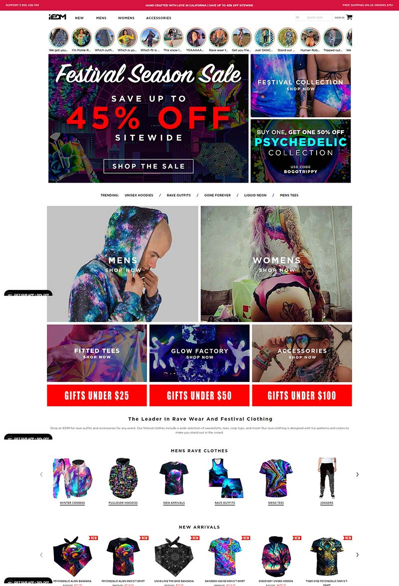 iEDM 美国多彩印花狂欢服饰购物网站