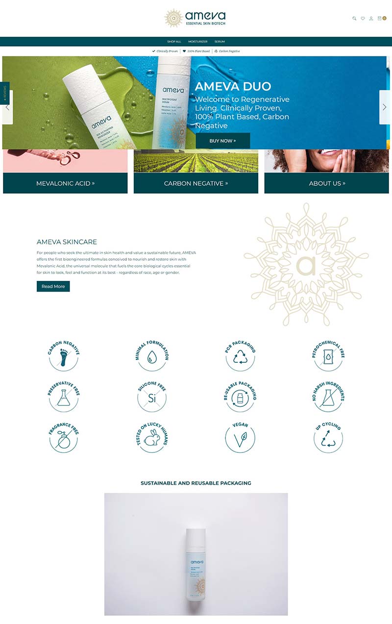 AMEVA 美国皮肤修复护理品牌购物网站