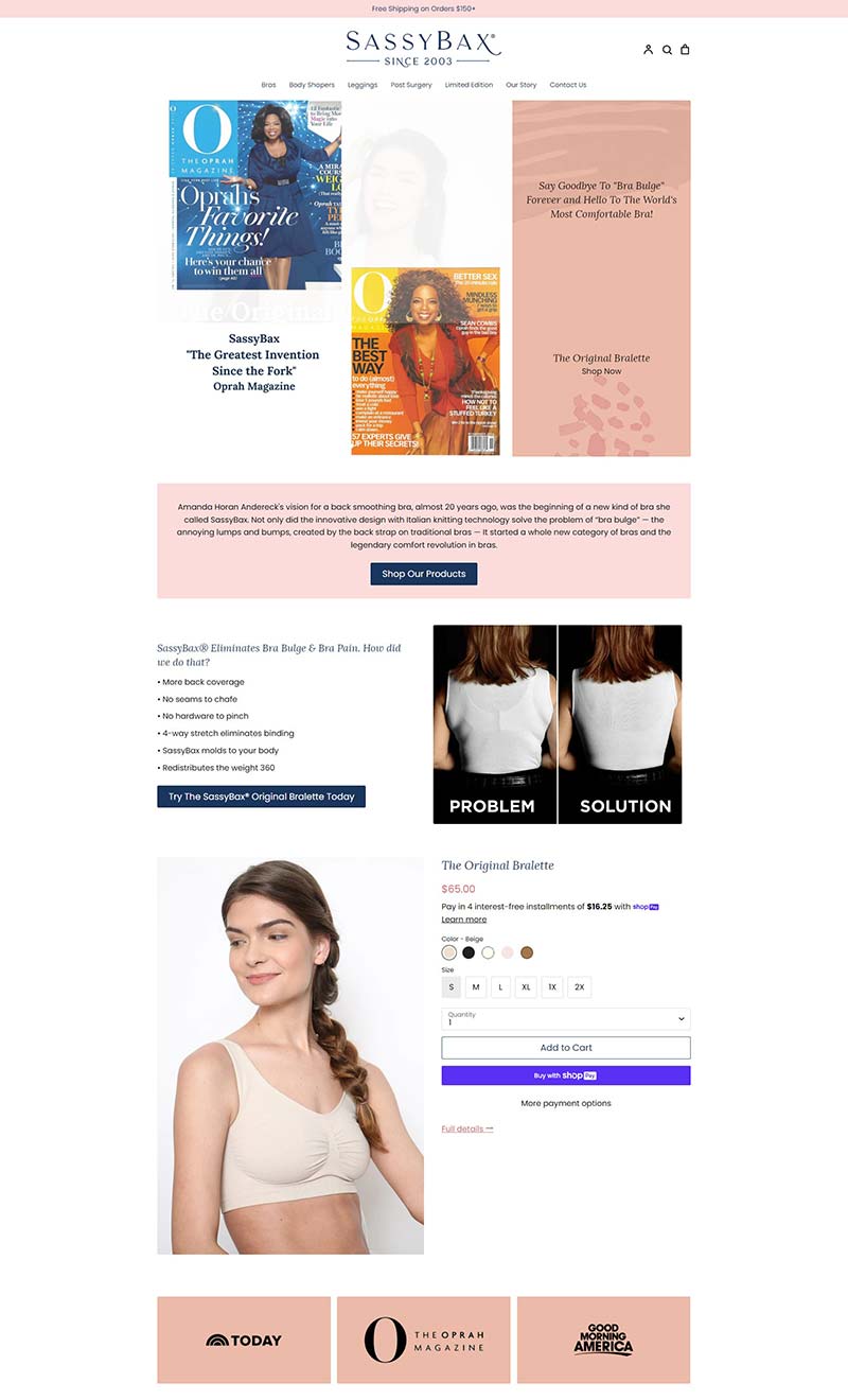 SassyBax 美国无缝文胸品牌购物网站