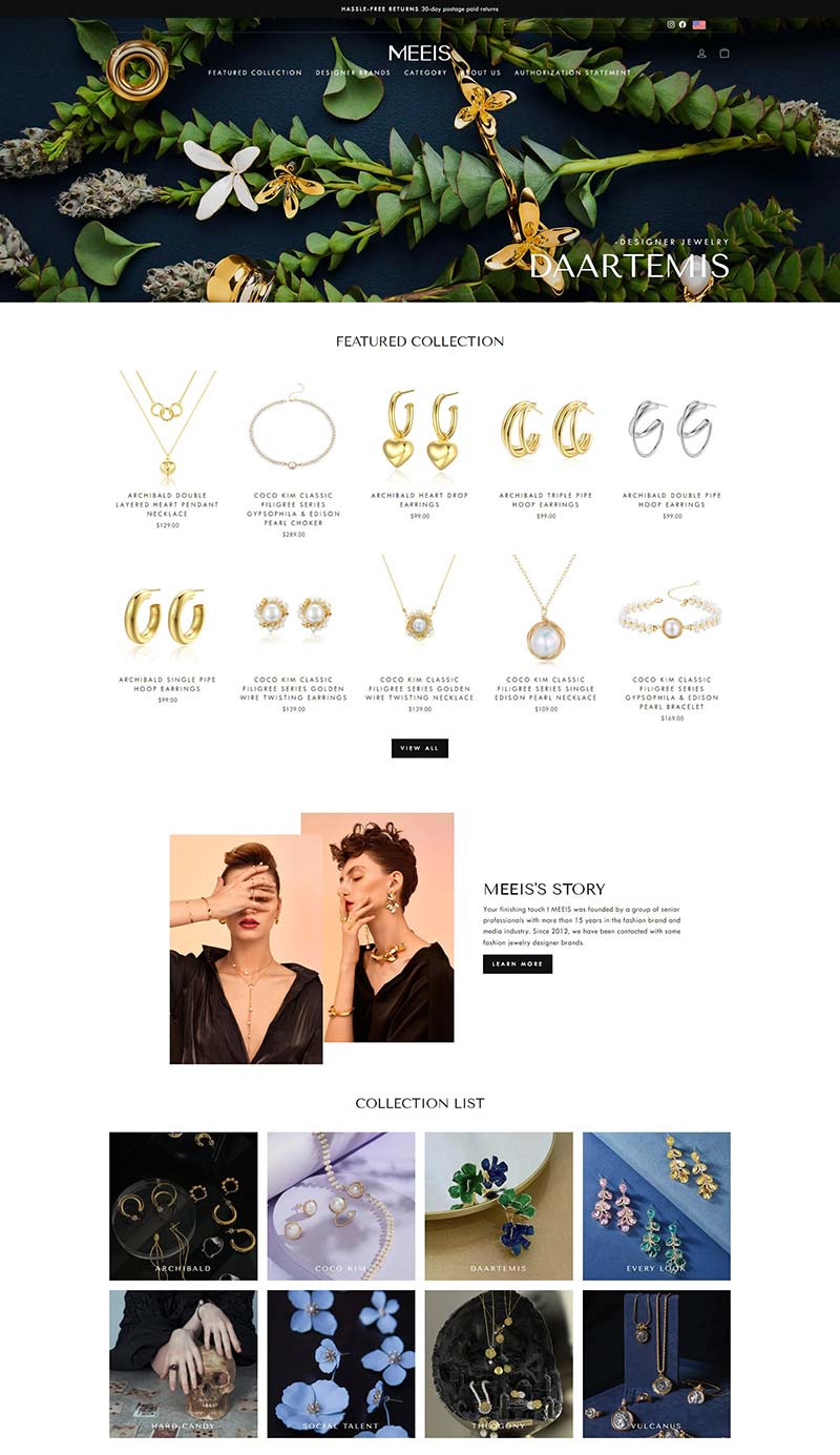Meeis Jewelry 美国时尚首饰品牌购物网站