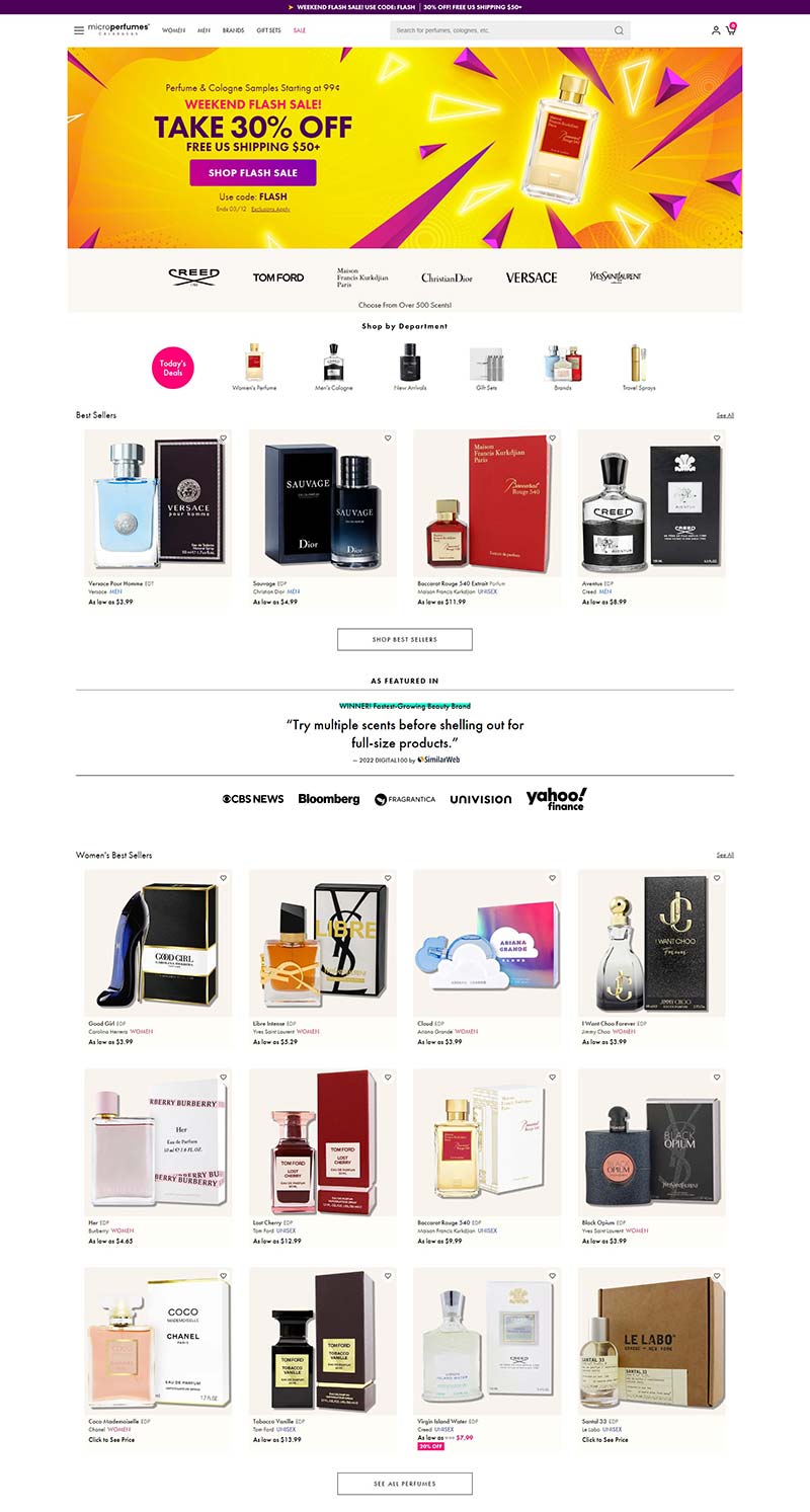 MicroPerfumes 美国折扣品牌香水购物网站