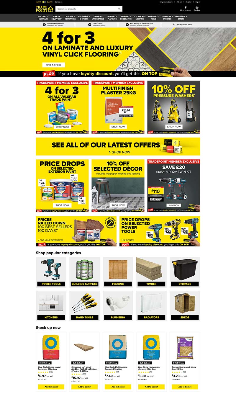 B&Q Tradepoint 英国家居园艺工具购物网站