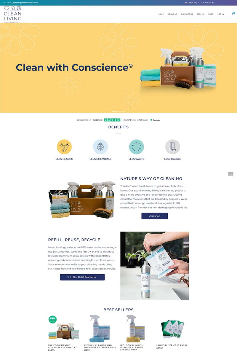 Clean Living 英国家庭清洁产品购物网站