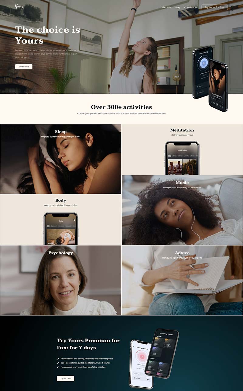 Yours App 美国瑜伽冥想APP订阅网站