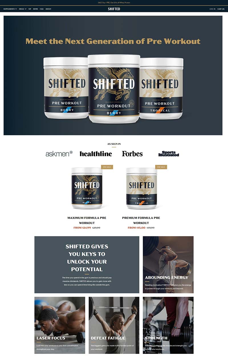 SHIFTED 美国健身补充剂购物网站
