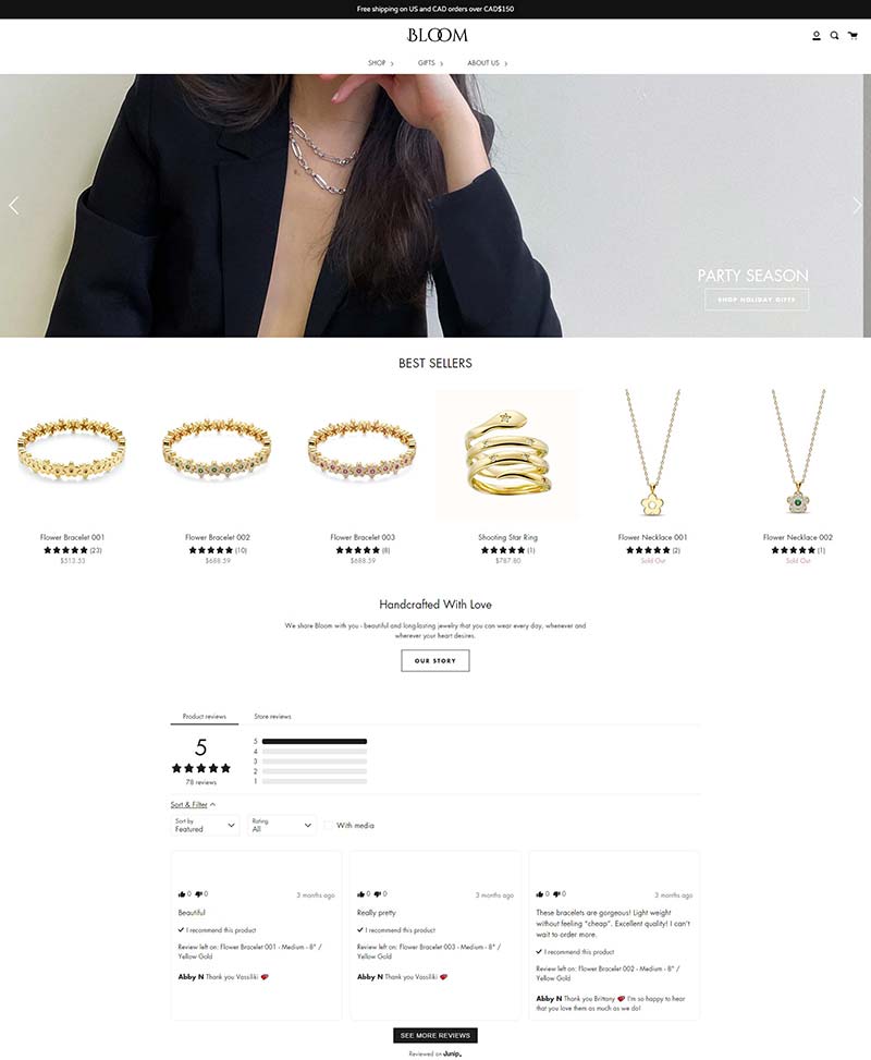 Bloom Jewelry 加拿大女性珠宝品牌购物网站