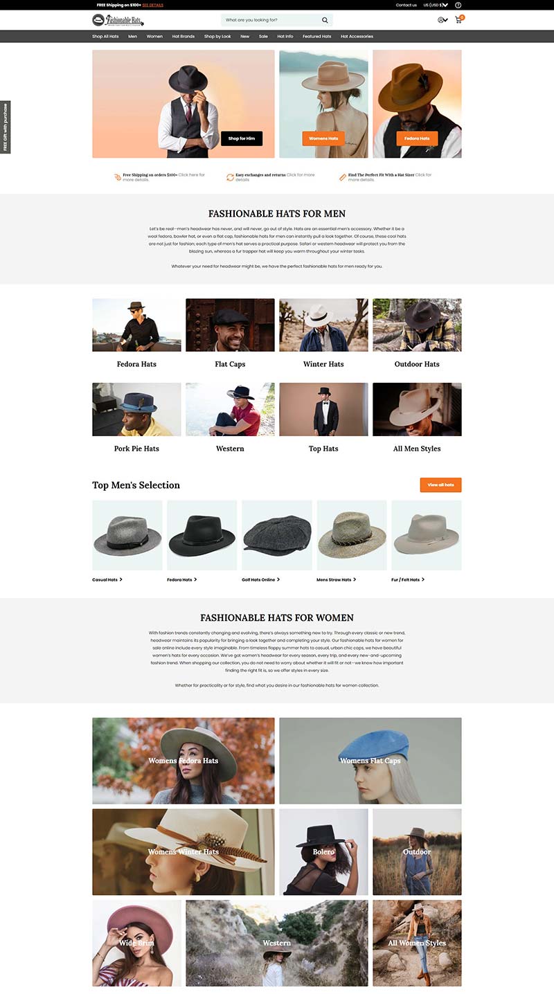 Fashionable Hats 美国时尚帽子品牌购物网站