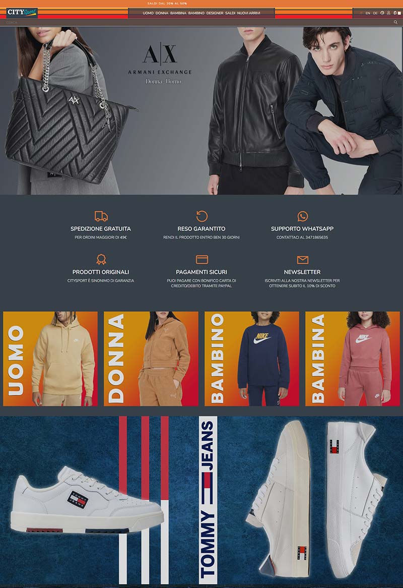 CitySport 意大利运动鞋服品牌购物网站