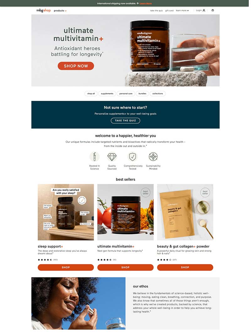 mindbodygreen 美国维生素补充剂购物网站
