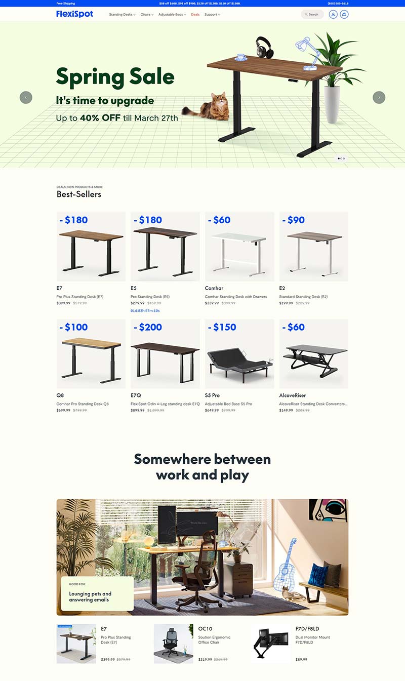 FlexiSpot 美国动态家具品牌购物网站
