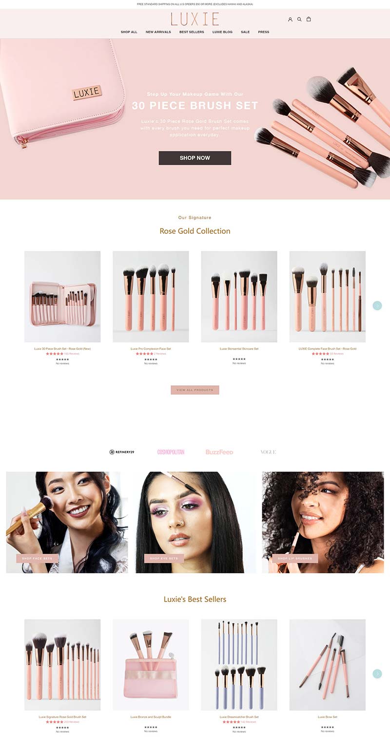 Luxie Beauty 美国专业化妆刷产品购物网站