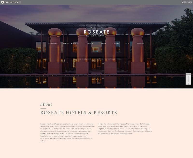 Roseate Hotels and Resorts 英国玫瑰度假酒店预定网站