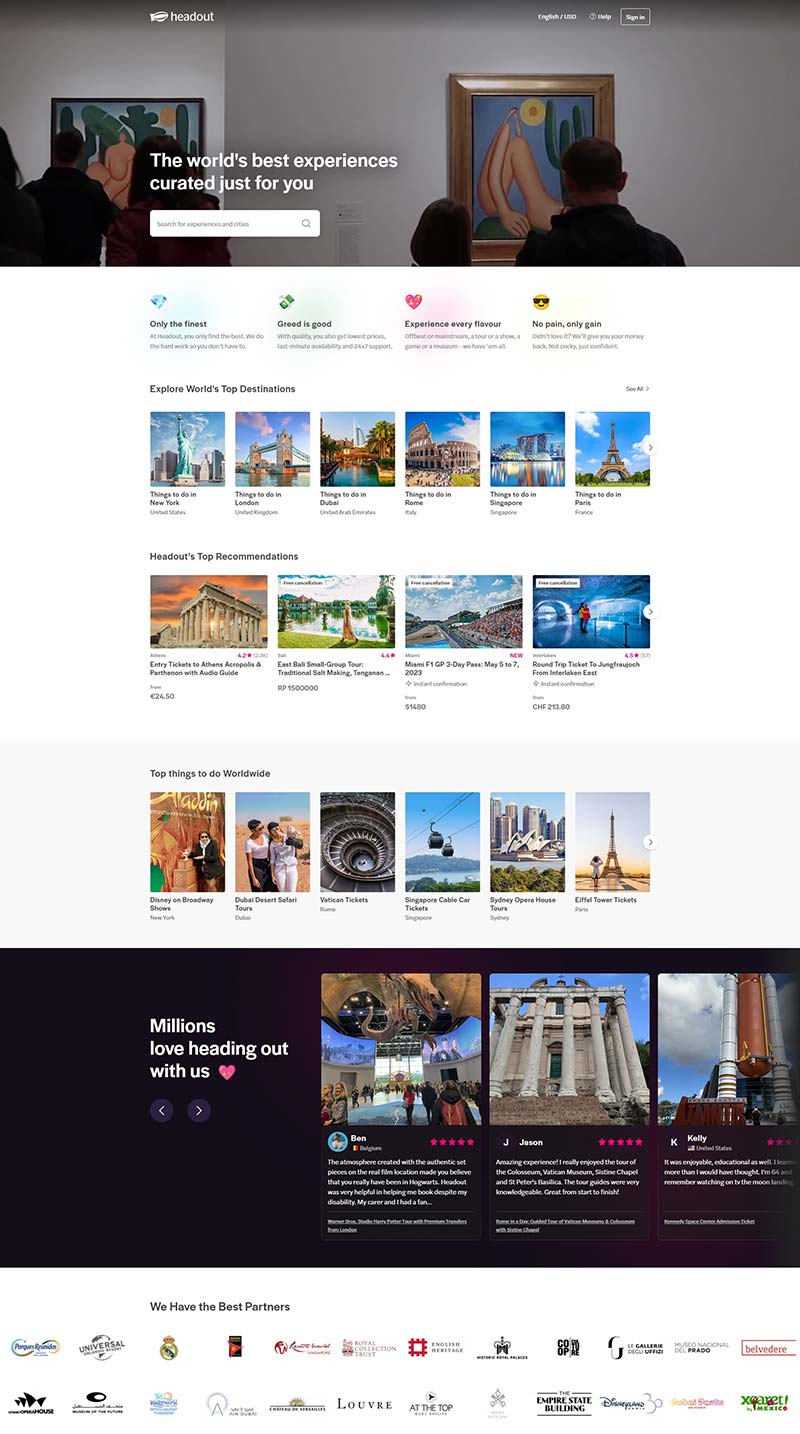 Headout 美国旅游徒步预定网站