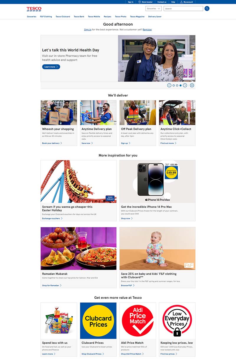 Tesco UK 英国连锁超市品牌购物网站