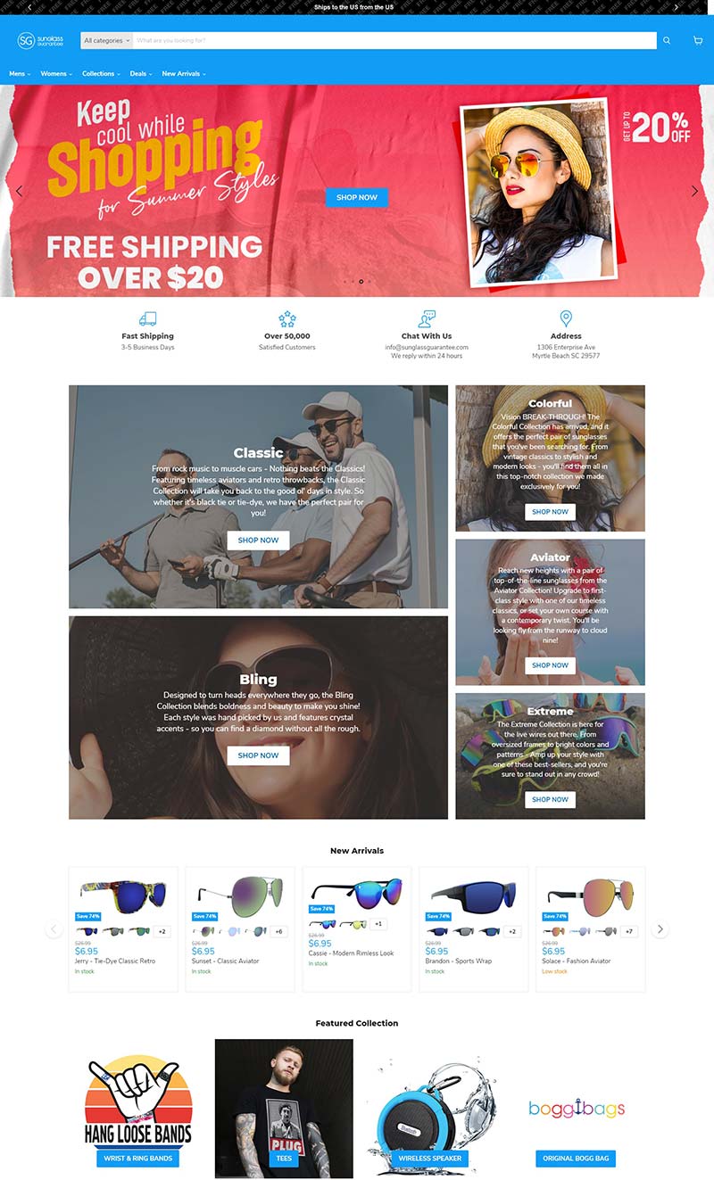 Sunglass Guarantee 美国沙滩太阳镜购物网站