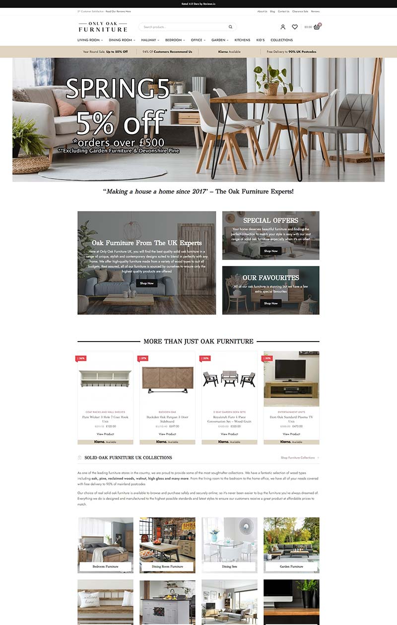 Only Oak Furniture 英国实木家具品牌购物网站