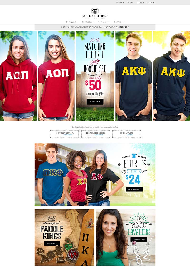 Greek Creations 美国大学生联谊服装购物网站