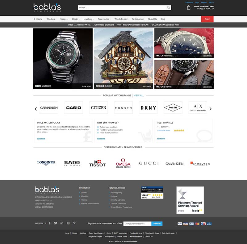 Babla's Jewelers 英国知名品牌手表购物网站