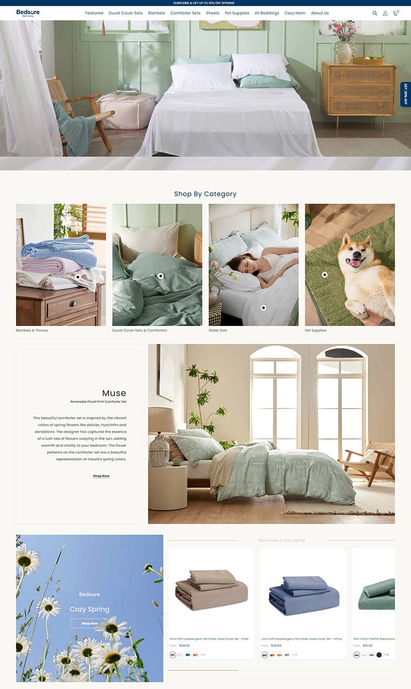 Bedsure 美国天然家纺用品购物网站