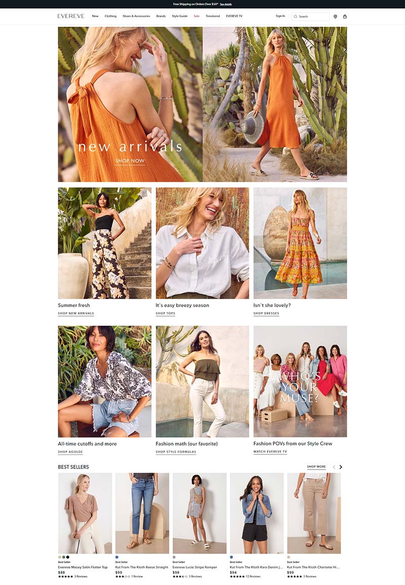 EVEREVE USA 美国现代流行女装品牌购物网站