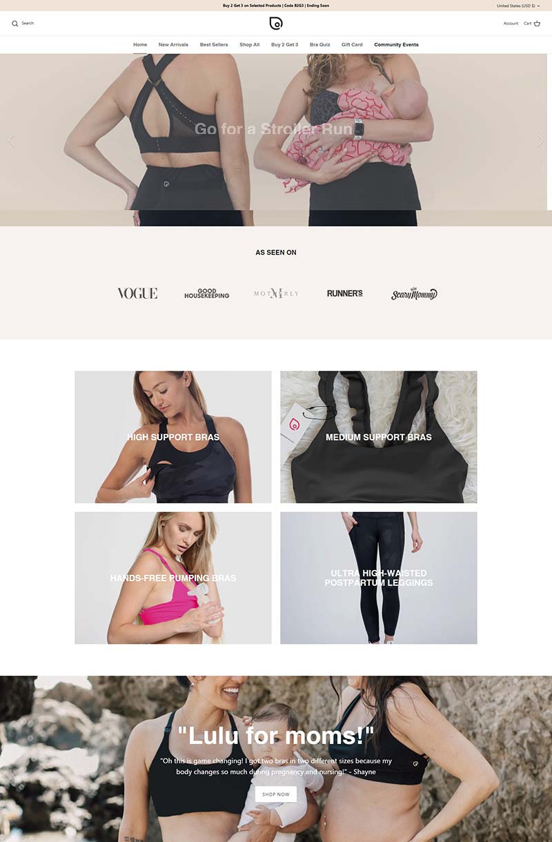 Sweat & Milk 美国哺乳期运动护理服装购物网站