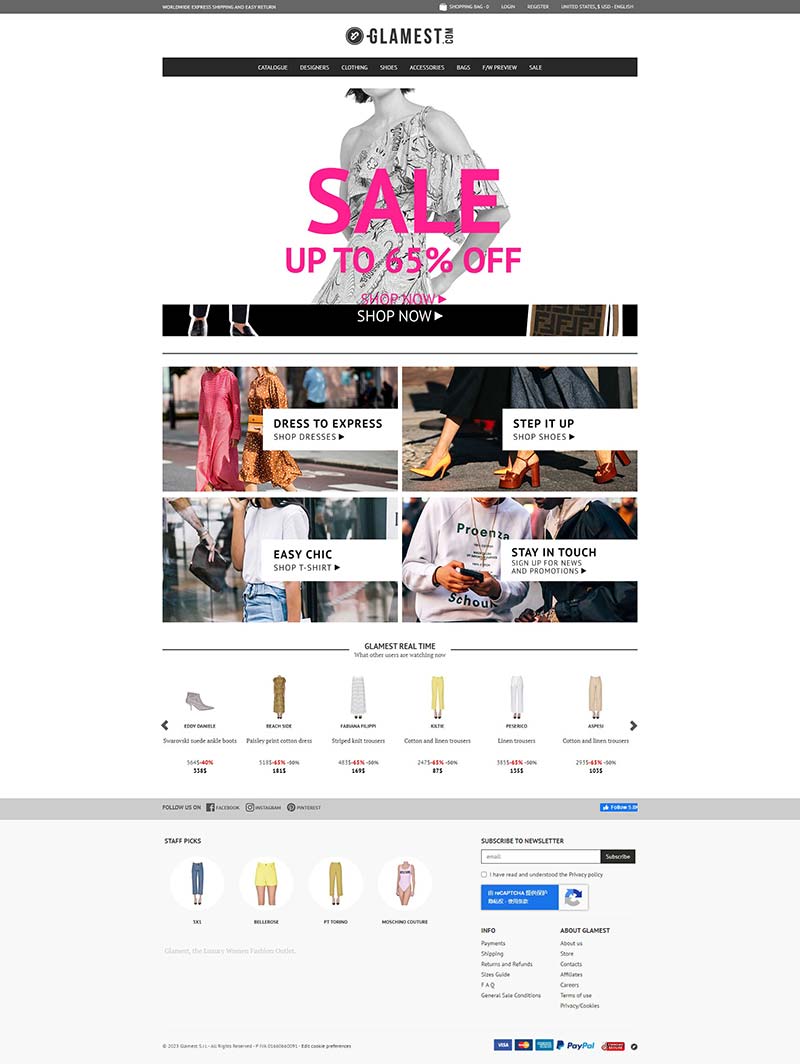 Glamest.com 意大利女性时装鞋履品牌购物网站