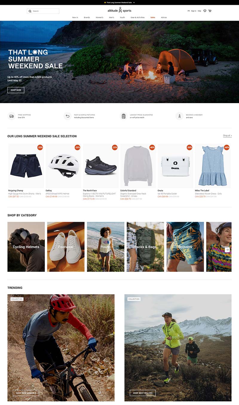 Altitude Sports 加拿大户外运动鞋服品牌购物网站