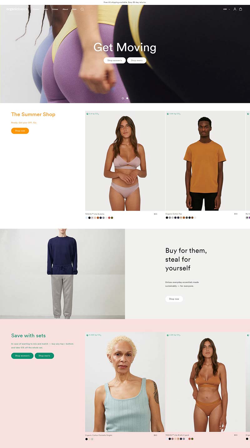 Organic Basics 丹麦舒适女性内衣品牌购物网站