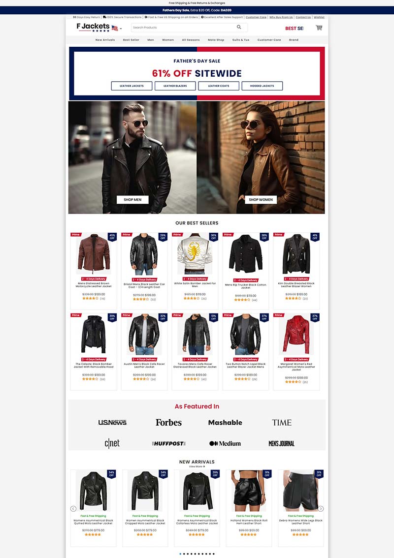 FJackets 美国皮夹克品牌购物网站