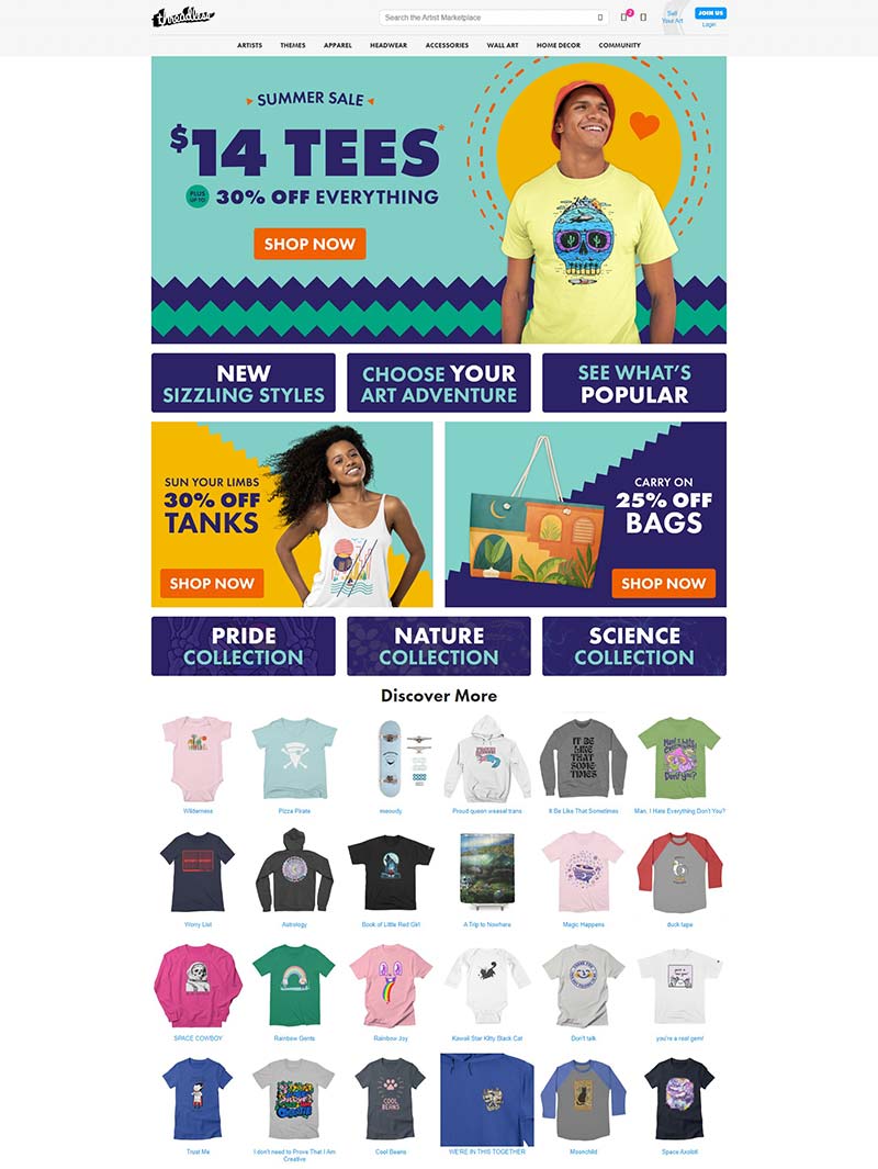 Threadless 美国插画艺术服装购物网站