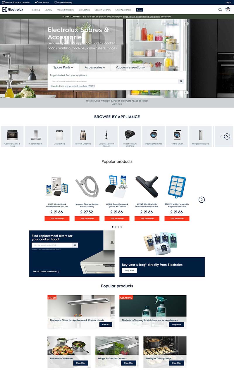 Electrolux UK 瑞典知名家电品牌英国官网