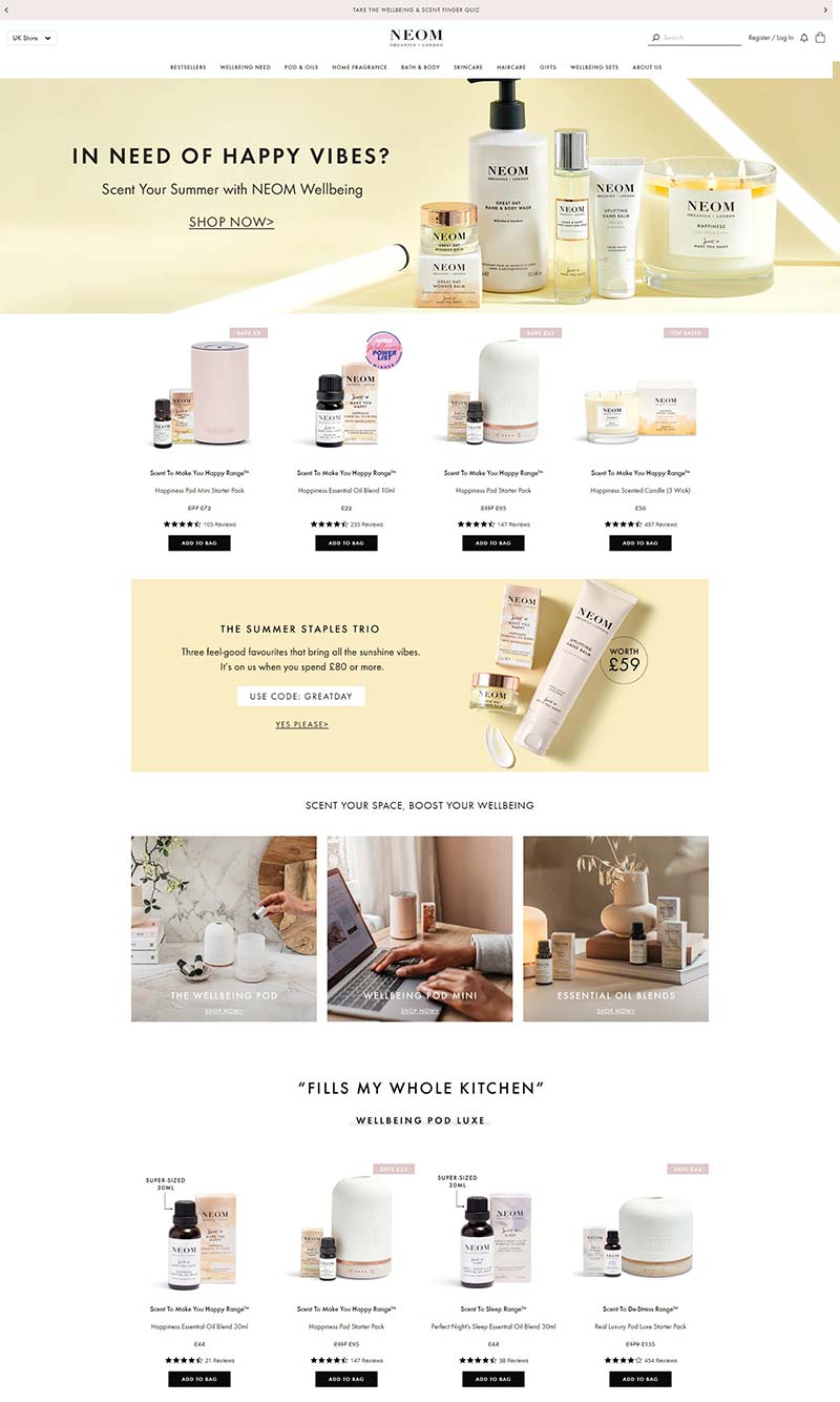NEOM Organics 英国居家香水沐浴产品购物网站