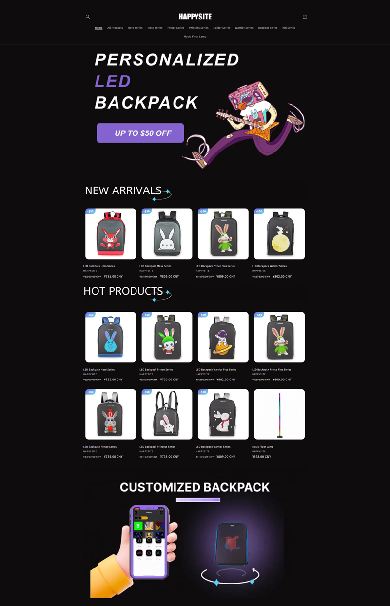 Happysite 美国时尚科技箱包购物网站