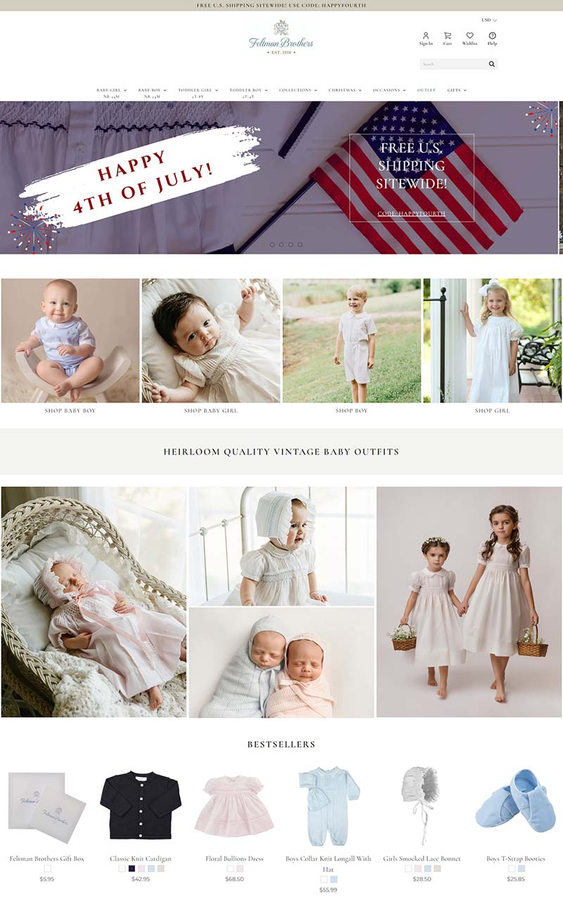 Feltman Brothers 美国复古婴童服装购物网站