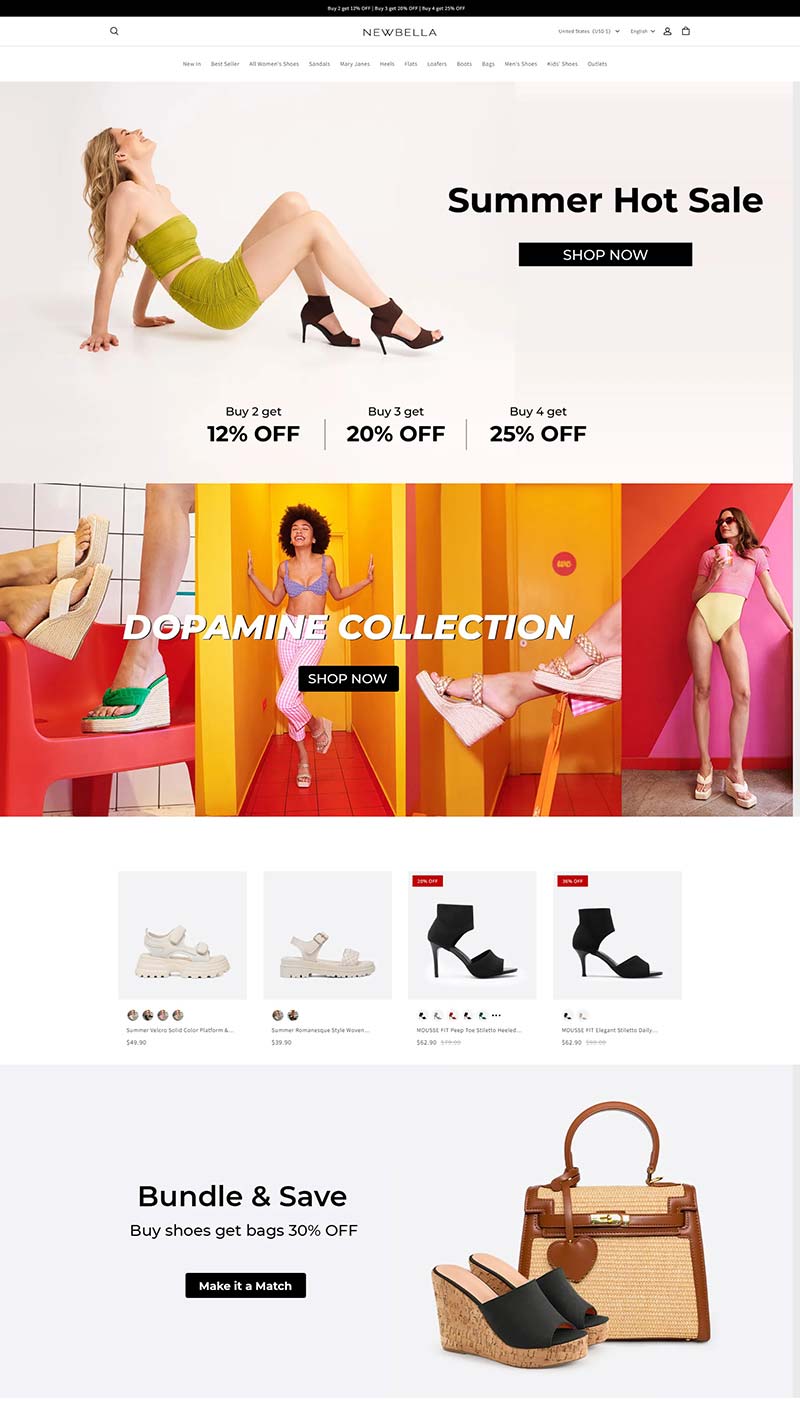 NEWBELLA 美国时尚女鞋品牌购物网站