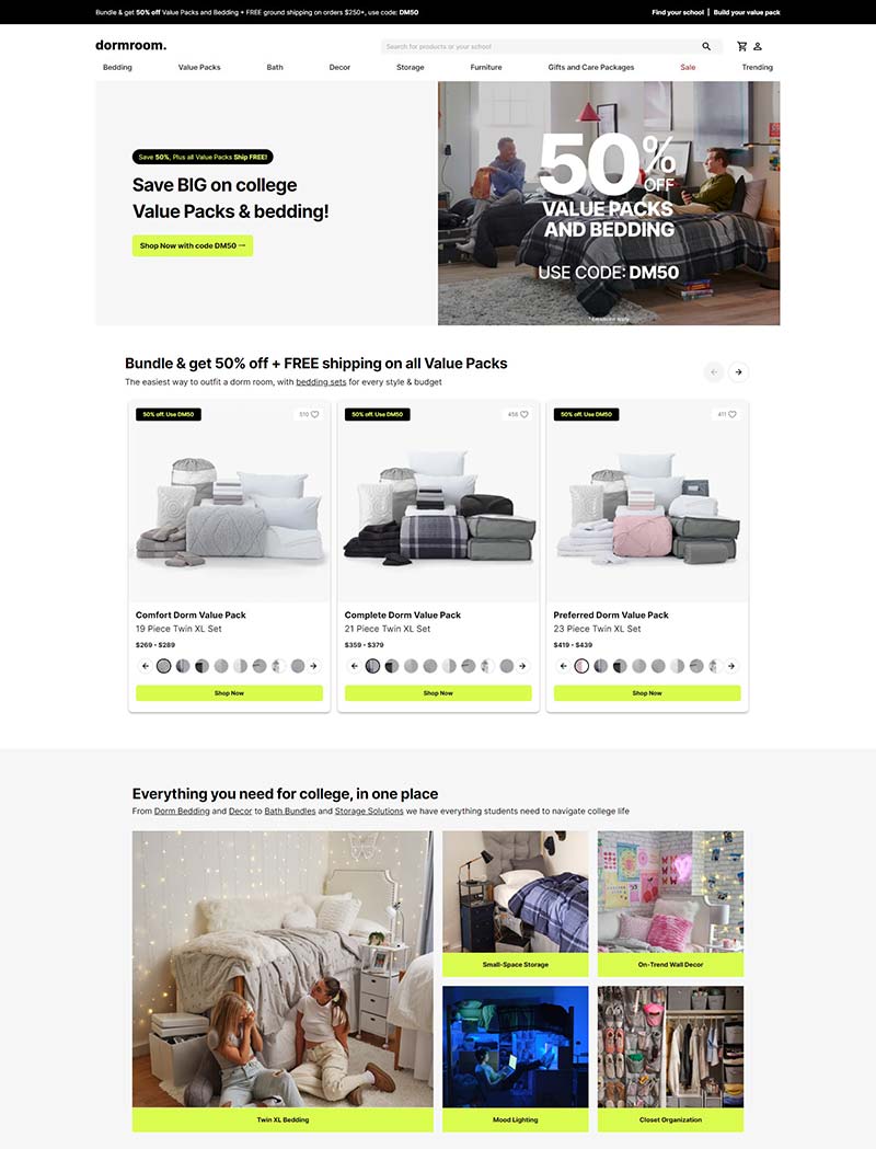 Dormroom 美国大学生宿舍用品购物网站