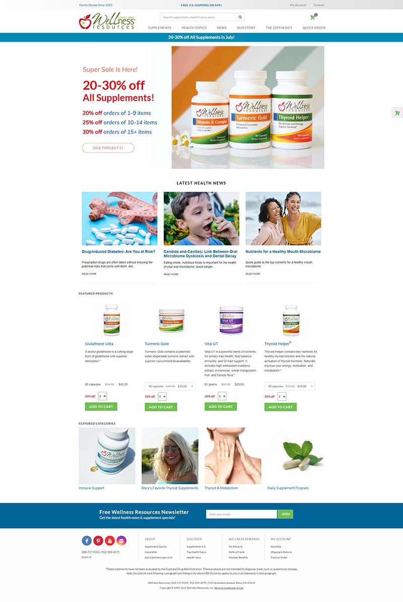 Wellness Resources 美国营养补充剂购物网站